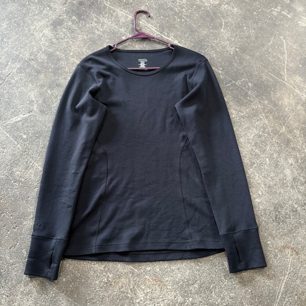 WoolX Top Womens M Black Long Sleeve Merino Wool Regular Fit Sweater Hannah
